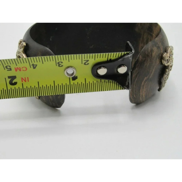 Isharya Wood Cuff Bracelet 18k Gold Vermeil Cubic Zirconia Small - Picture 11 of 16